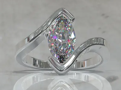 Marquise shape tension style engagement ring 3D print model