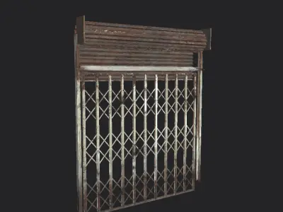 Shops And Shutter Low-poly 3D model