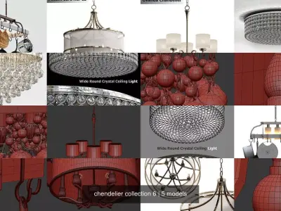 chendelier collection 6 round table with balls 3D Model Pack