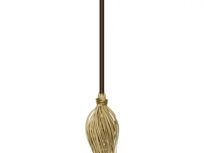 Broom with wooden handle 3D model