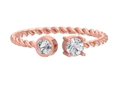 Light Weight Round Stone Twisted Band Ring 3D print model