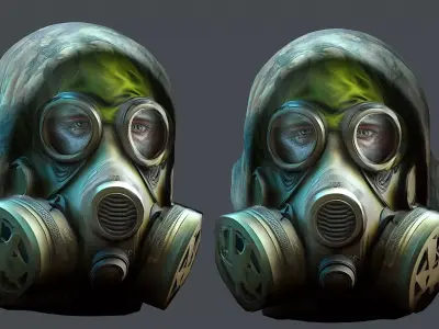 Gas mask helmet 3d model military combat  Low-poly 3D model