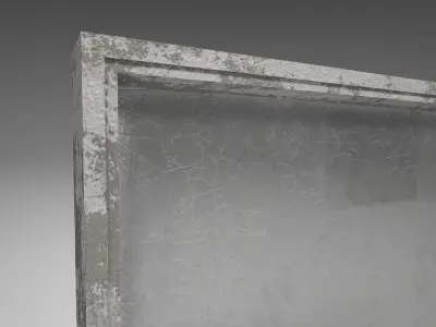 Dirty low poly simple window with scratched glass Low-poly 3D model
