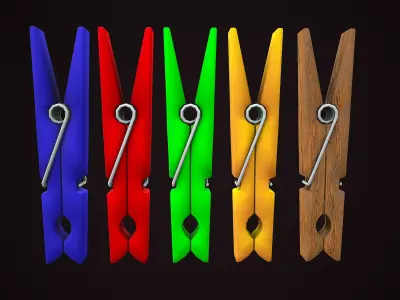CLOTHESPIN CARTOON STYLIZED REALISTIC Low-poly 3D model