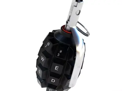Grenade F1 Fuse with Keyboard Buttons  Low-poly 3D model