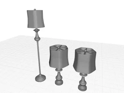 Cathleen Floor and Table Lamp Light  Set 3D model