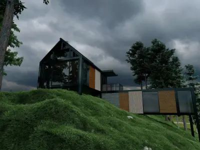 Modern Hillside House - Minimalist Architectural 3D model
