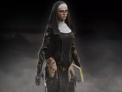 Sci Fi Nun Low-poly 3D model