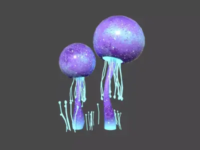 Fantasy Mushroom E06 Purple - Scene Backdrop Design Low-poly 3D model