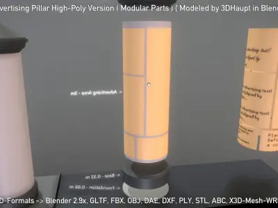 Classic Advertising Pillar High-Poly Version 3D model