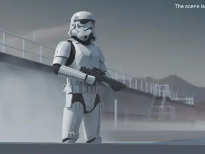  Star Wars Imperial Stormtrooper Holding Blaster Dirty Armor Stand Pose 