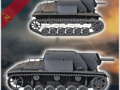 SG-122 122 mm M-30 mounted howitzer SPG - Soviet army WW2 Second 3D print model