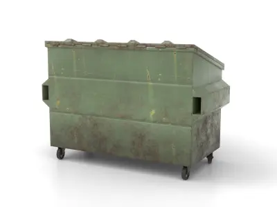Dumpster trash can with  trash in it Free 3D model