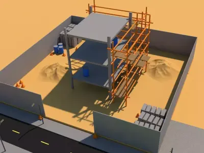 construction site LOWPOY MODEL Low-poly 3D model