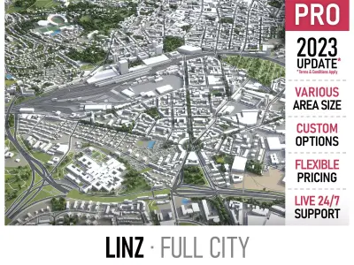 Linz - 3D City Model Low-poly 3D model