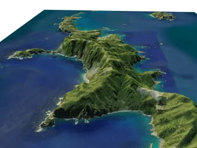 Hahajima Island 3d model terrain Low-poly 3D model