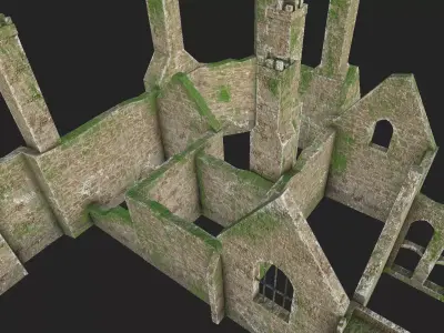 Wingfield Manor - ruined church Low-poly 3D model