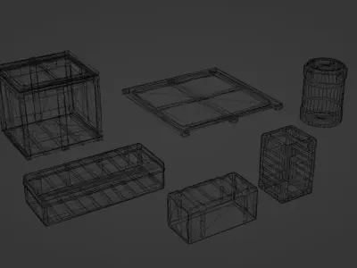 3D Sci Fi Crate And Barrel Pack Game Ready Low-poly 3D model