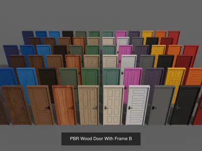 PBR Doors With Frames 3D Model Pack