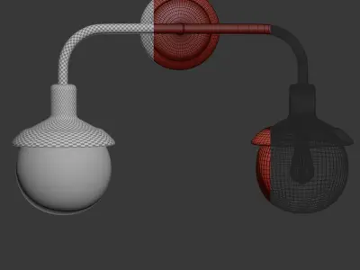 Double metal wall lantern 3D model