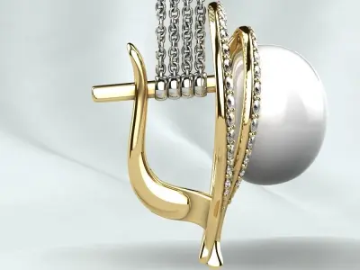Original Earring with Diamond Pearl or Another Gemstone 3D print model