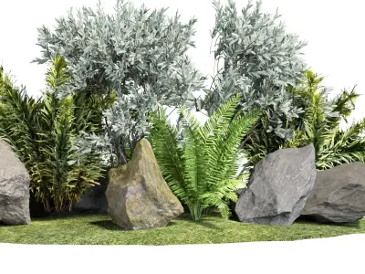 Stone and Bush Pack 25 3D model