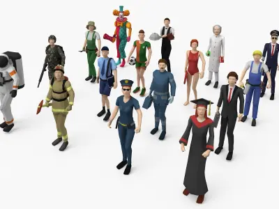  Big Rigged Low Poly Characters Collection for Maya 