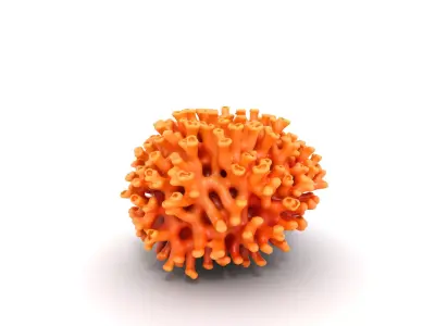 Golden Yellow Sun Coral Model Low-poly 3D model