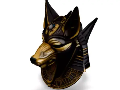 Stylized Anubis Head Wall Decor Low-poly 3D model