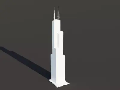 Willis Tower Chicago  Low-poly 3D model