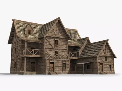 Medieval house x31 Low-poly 3D model
