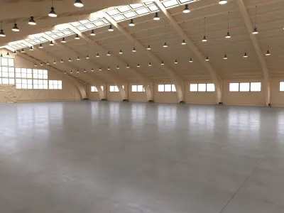 Timber Industrial Building Interior 3D model