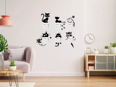 Cats of Light Switch 2D Wall Art  STL and SVG 3D print model