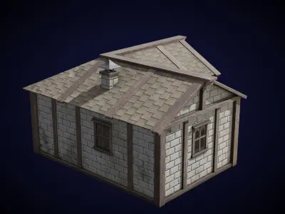 Medieval House Low-poly 3D model 25