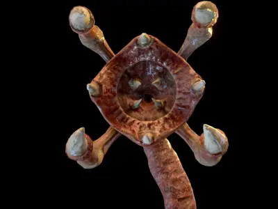 Meat Clawed Worm Low-poly 3D model