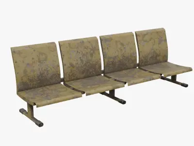 Dirty Yellow Street 4 Seats Low-poly 3D model