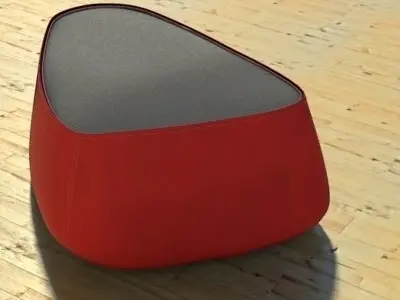 Fjord medium pouf stone red black 3D model