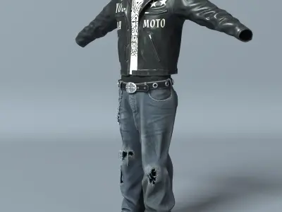 Punk Street Outfit  No15 Low-poly 3D model