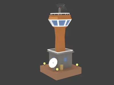 Low Poly Cartoony Space Colony Tower Low-poly 3D model