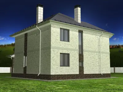 House on grassy field Free 3D model