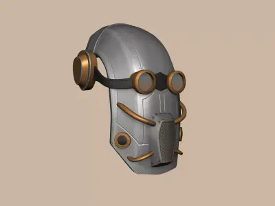 Steampunk Iron Mask - SciFi Character Design Low-poly 3D model