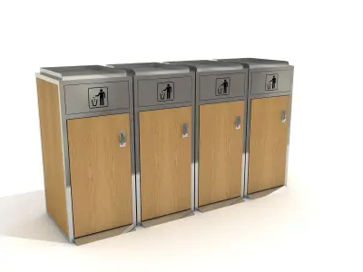 Stainless Litter Bin and Plastic Bin 3D model