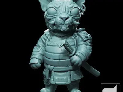Cat Samurai  3D print model