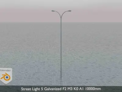 Street Light 5 Galvanized F2 M3 K0 A1 10000mm Low-poly 3D model