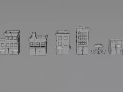 Low Poly City Buildings Pack 5 Stylized Game Ready Architecture  Low-poly 3D model