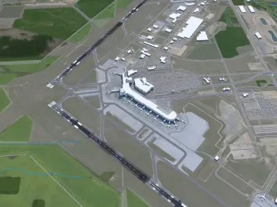 Edmonton Airport 15km Low-poly 3D model