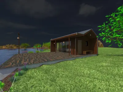 Small house with a lake  3D model