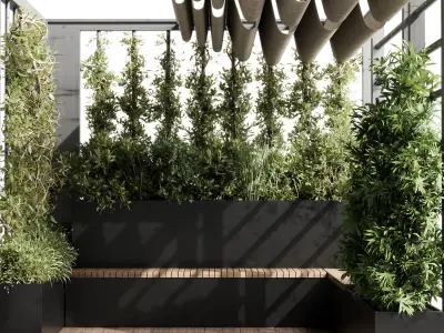 Landscape Furniture with Pergola and Roof garden 09 3D model