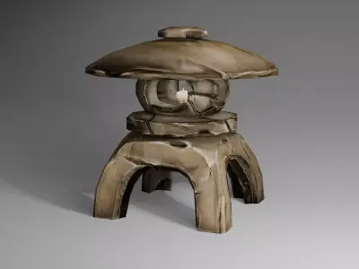 Japanese Stone Lantern Stylized 3D Asset Low-poly 3D model