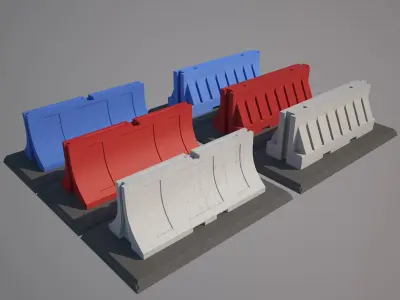 Plastic Traffic Water Barrier - Barricade Low-poly 3D model